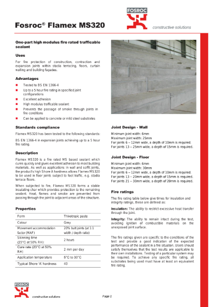 Fosroc® Flamex MS320 Technical Data Sheet