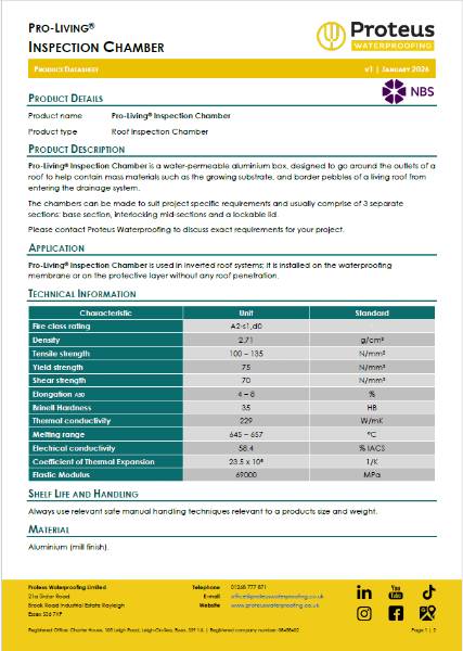 Product Data Sheet - Pro-Living® Inspection Chamber