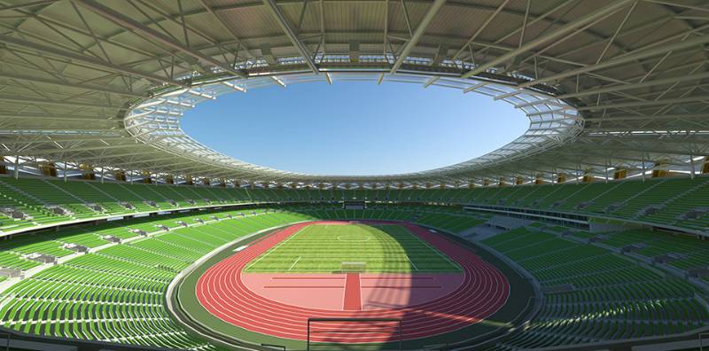 Emseal SJS System installed to seal wide seismic movement joints for the main Stadium at Basra Sports City, Basra, Iraq