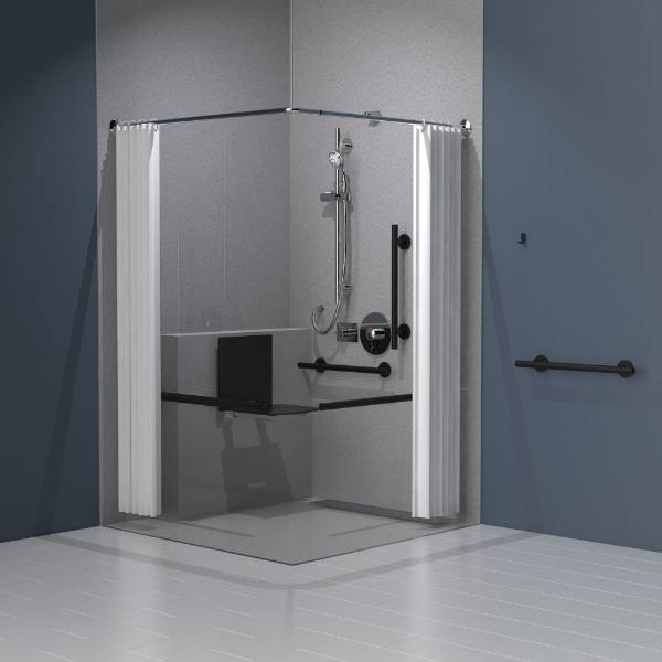 NymaSTYLE Concealed Valve Doc M Shower Pack with Stainless Steel Luxury Concealed Fixing Grab Rails and Slimline Shower Seat