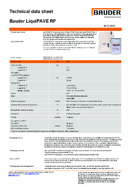 Bauder LiquiPAVE RF - Technical Data Sheet