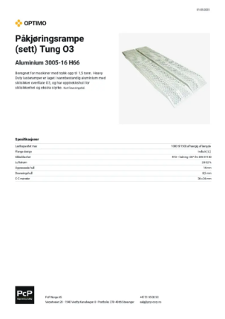 OPTIMO Pakjoringsrampe (sett) Tung O3 Aluminium 3005-16 H66