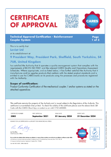 CARES Certificate 5083 Technical Approval TA1-A-B 5083 MBT ET Couplers (2024) Issue 3