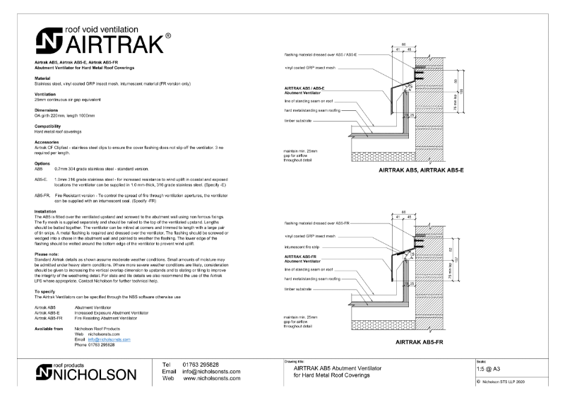 AIRTRAK AB5 Technical Data Sheet