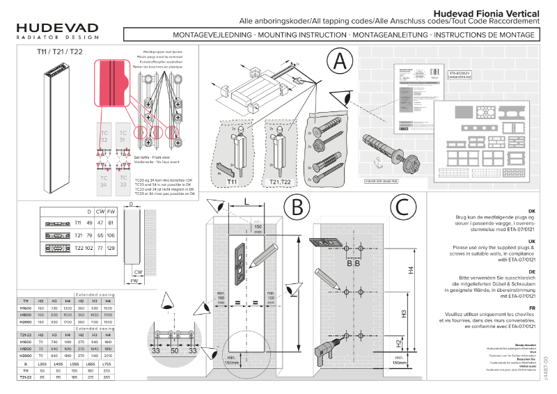 Hudevad Fionia Vertical Instructions