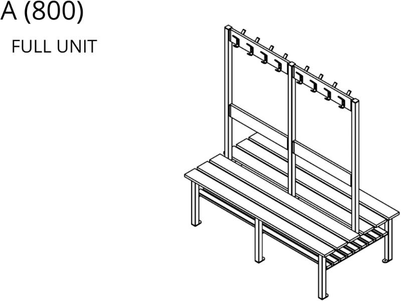 Double Island Bench Unit With Peg Rail (A Series)