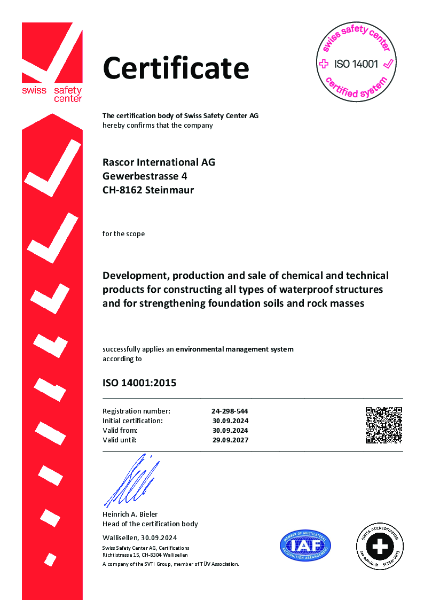 Certificate ISO 14001, 2024 - 2027 RINT EN