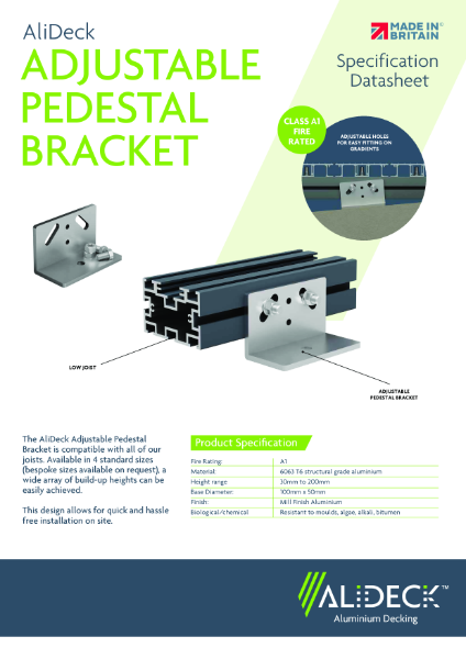AliDeck Adjustable Pedestal Bracket Datasheet v2