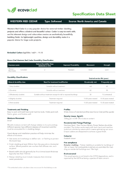 Western Red Cedar Data Sheet