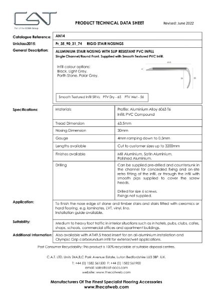 AN14 with Smooth Textured PVC TDS