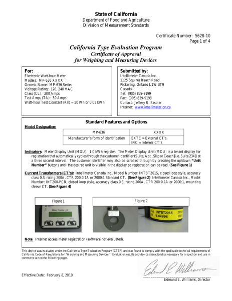 MP 636 - Certificate of Approval for Weighing and Measuring Devices
