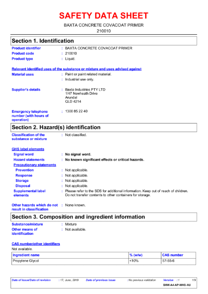 CovaCoat Safety Data Sheet