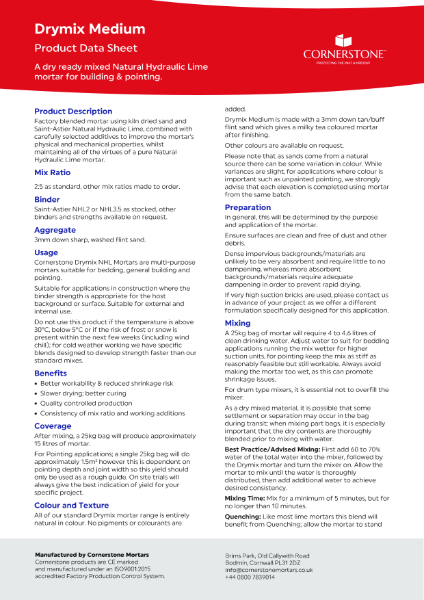 Drymix Medium - Product Datasheet