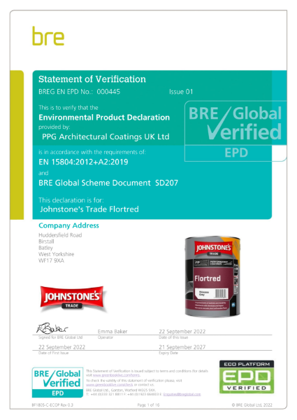 Environmental Product Declaration (EPD) BREG EN EPD No: 000445 Johnstone's Trade Flortred