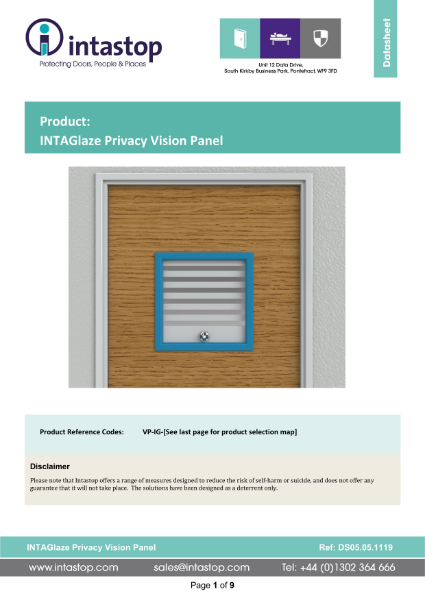 Data Sheet - INTAGlaze Privacy Vision Panel