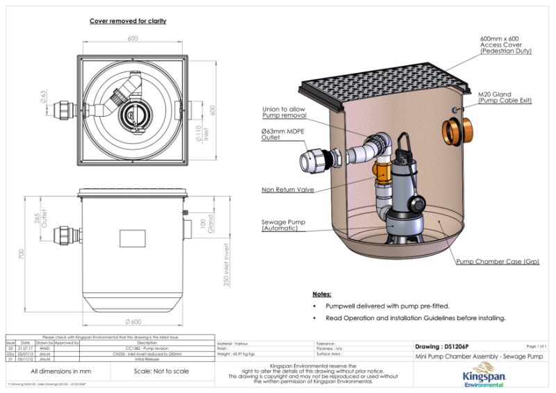 Min Pump Chamber (A) Sales Drawing