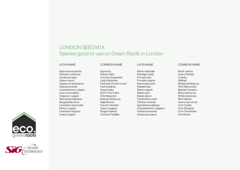 Eco Green Roofs London Seed Mix Datasheet