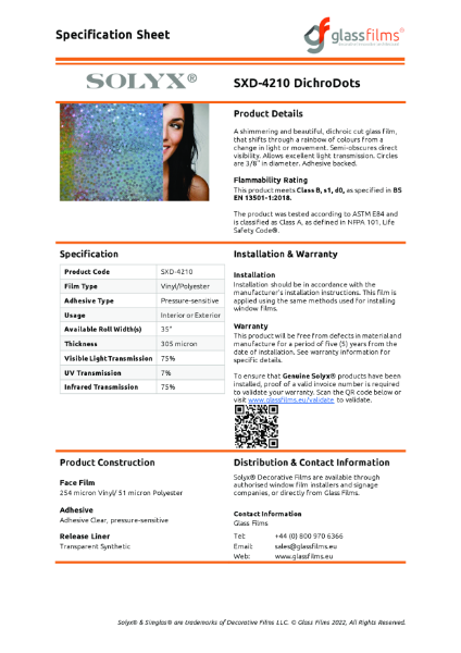 SXD-4210 DichroDots Specification Sheet