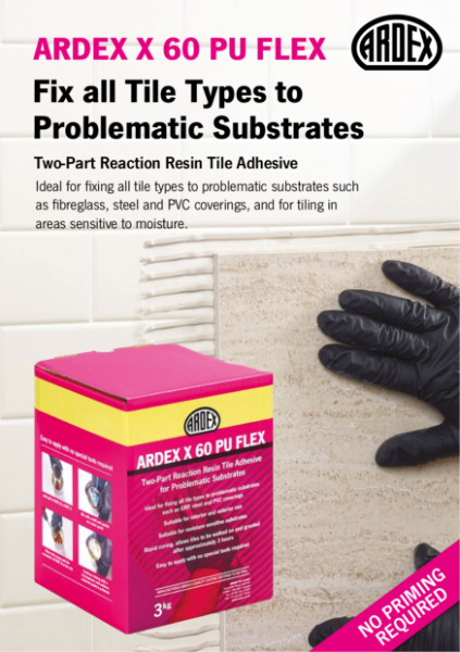 ARDEX X 60 PU FLEX Two-Part Reaction Resin Tile Adhesive