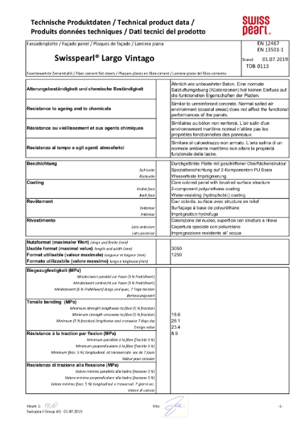 Swisspearl Vintago Data Sheet