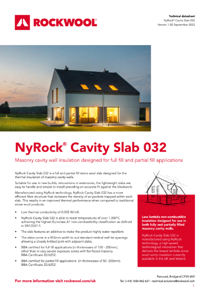 NyRock Cavity Slab 032 Data Sheet