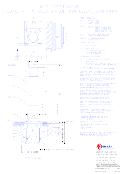 Neopolitan™ 150 - Durapol® Model - Bolt-Down Below-Ground Anchor