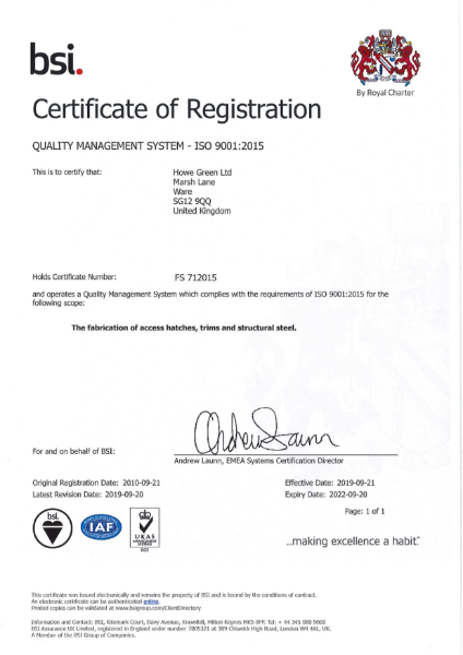 ISO 9001:2015 Certificate