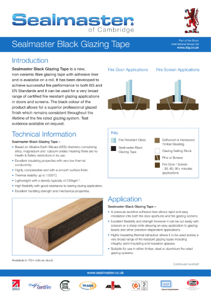 Sealmaster Black Glazing Tape Technical Data Sheet