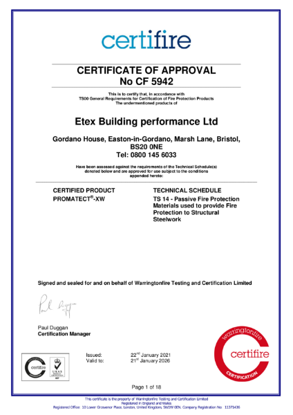 CF5942 Promatect XW Structural Steel 