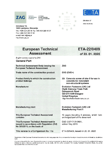 European Technical Assessment (ETA)