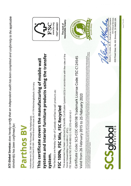 Parthos factory FSC Certificate