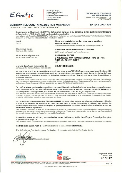 M2M CE Certificate of constancy of performance 