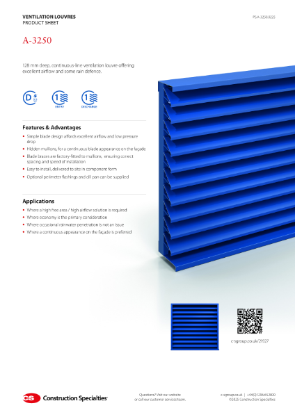 CS A-3250 Ventilation Louvre Product Sheet (02.25)
