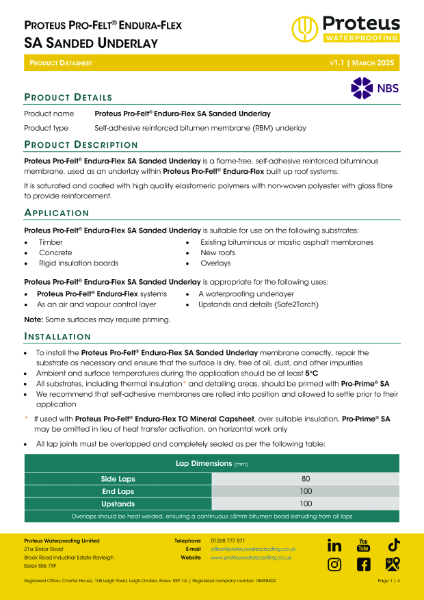 Proteus Pro-Felt® Endura-Flex SA Sanded Underlay