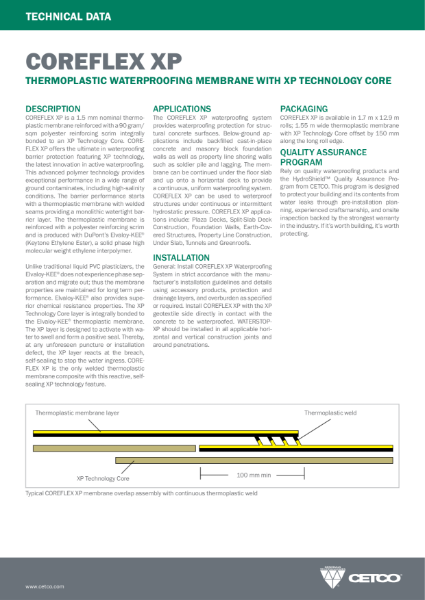 COREFLEX XP - THERMOPLASTIC WATERPROOFING MEMBRANE WITH XP TECHNOLOGY CORE