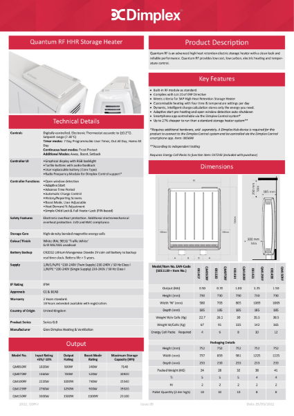 Quantum RF Series Spec Sheet