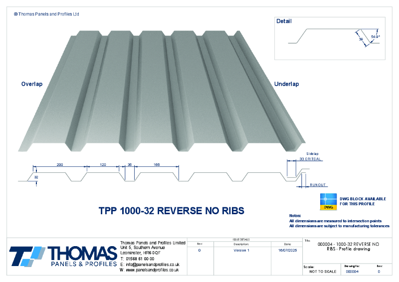 000004 - 1000-32 REVERSE NO RIBS - Profile drawing