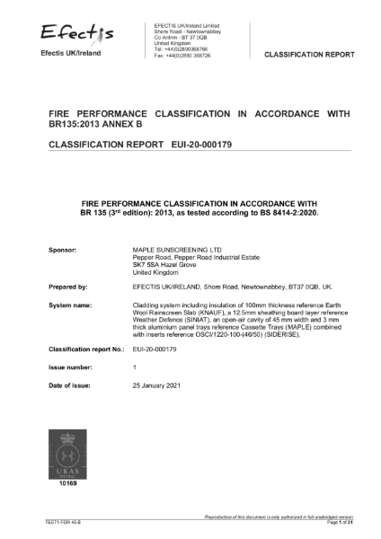 Fire Test Certificate