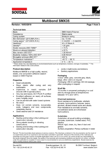 Multibond SMX35 - Seal & Stretch - Technical Data Sheet