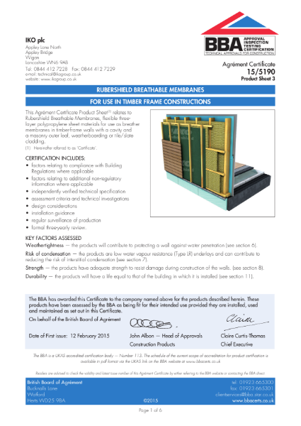 Certificate: 15/5190