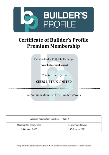 Builders Profile Certificate 2021