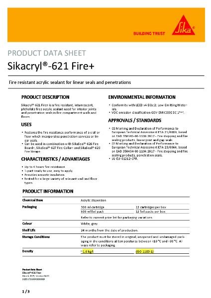 Sikacryl®-621 Fire+ - Data Sheet