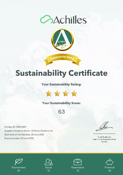 Achillies Sustainability Certificate
