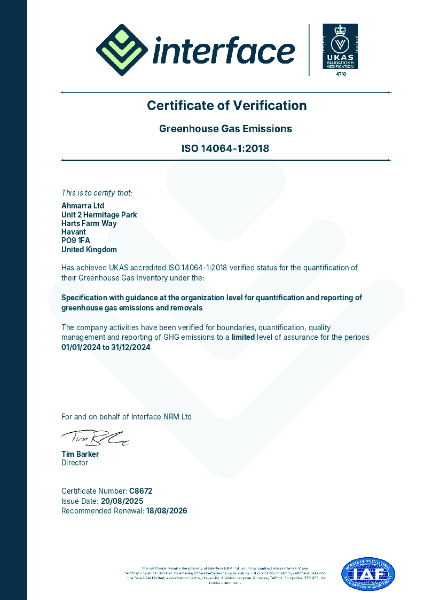 BS EN ISO 14064 Carbon Footprint Verified