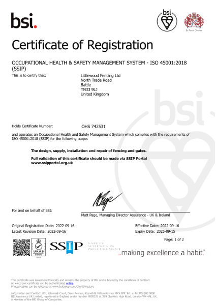 Occupational Health and Safety Management System - ISO 45001:2018