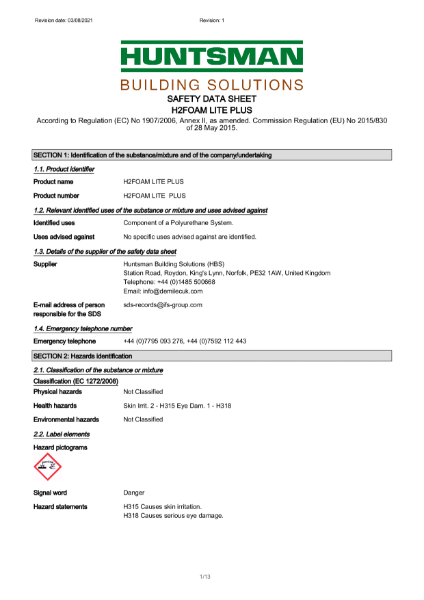 H2Foam Lite Plus - Safety data Sheet