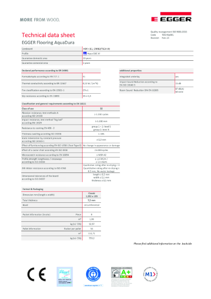 Technical Datasheet - AquaDura Flooring