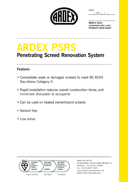 ARDEX PSRS Datasheet