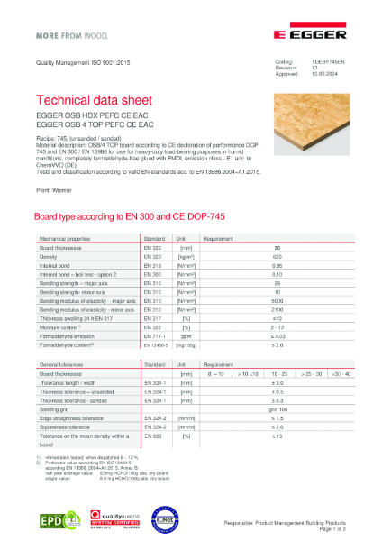 Technical Datasheet - OSB HDX