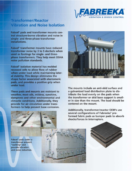 Transformer/Reactor Vibration and Noise Isolation